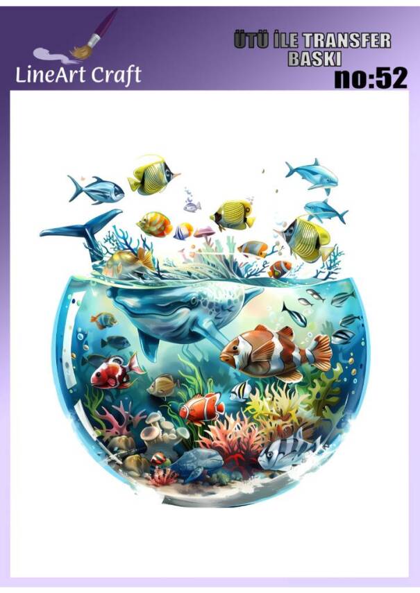Balık Desenli Kumaş Transfer Kağıdı LNT-K052 (20x20 cm) - 1