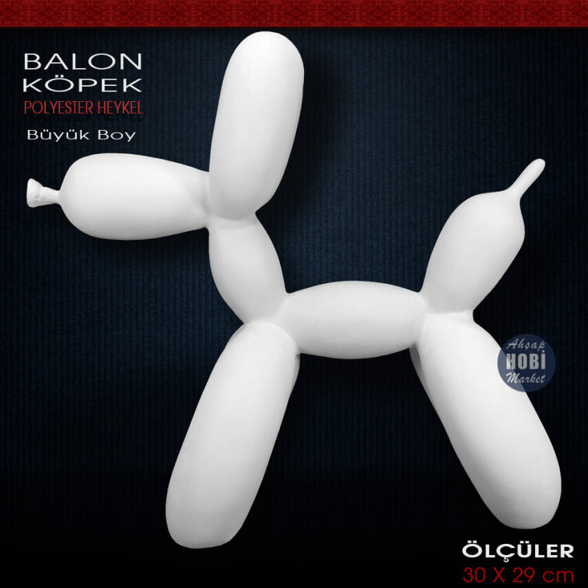Balon Köpek Biblo Heykel Büyük (30x29 cm) Ham Polyester - 1