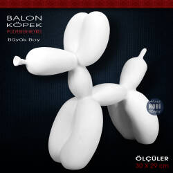 Balon Köpek Biblo Heykel Büyük (30x29 cm) Ham Polyester - Tual Hobi Sanat (1)