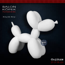 Balon Köpek Biblo Heykel Küçük (21x18 cm) Ham Polyester - Tual Hobi Sanat
