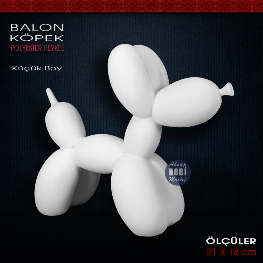 Balon Köpek Biblo Heykel Küçük (21x18 cm) Ham Polyester - 1