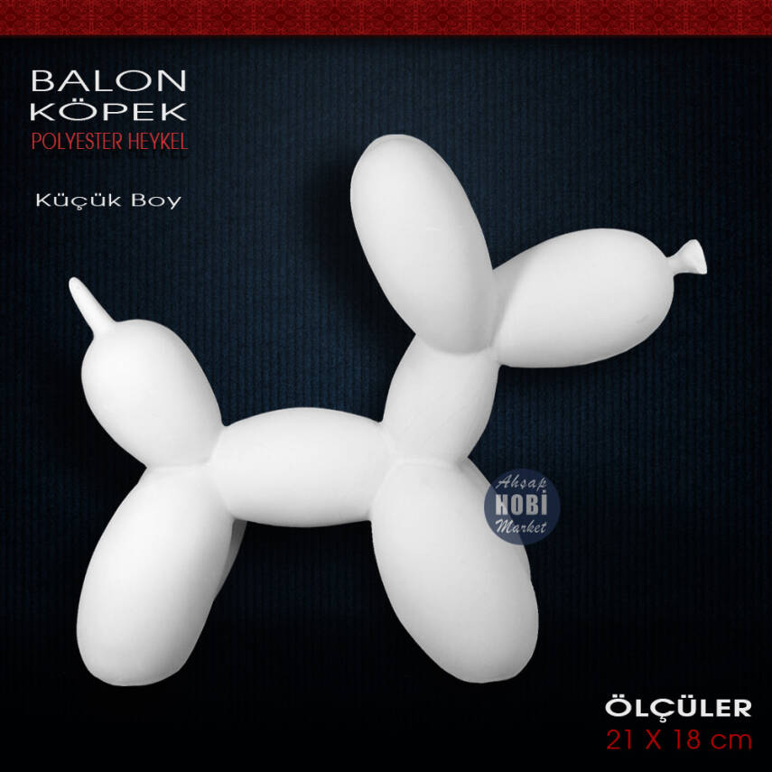 Balon Köpek Biblo Heykel Küçük (21x18 cm) Ham Polyester - 2