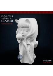 Balon Şişiren Kız Saksı (17x9 cm) Ham Polyester - Tual Hobi Sanat (1)