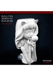 Balon Şişiren Kız Saksı (17x9 cm) Ham Polyester - Tual Hobi Sanat