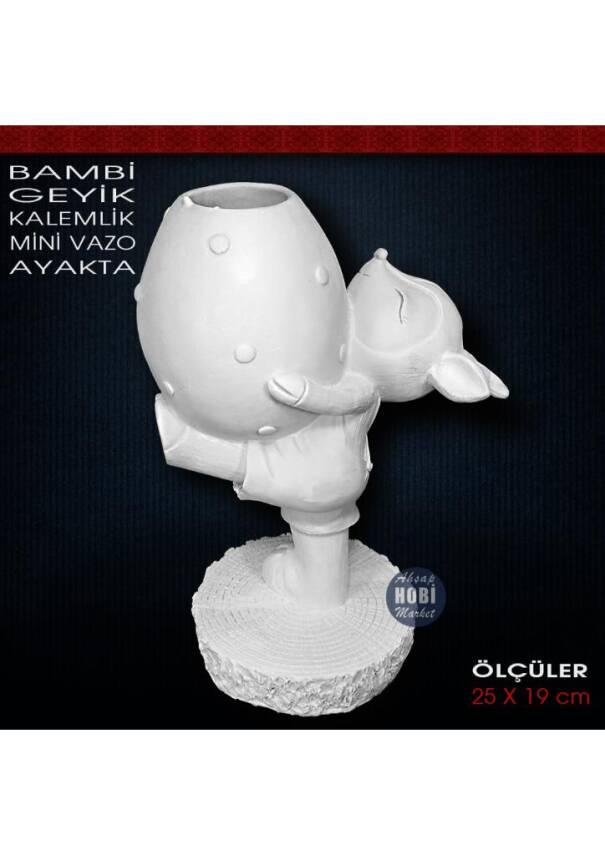 Bambi Geyik Kalemlik Vazo Ayakta (25x19 cm) Ham Polyester - 2