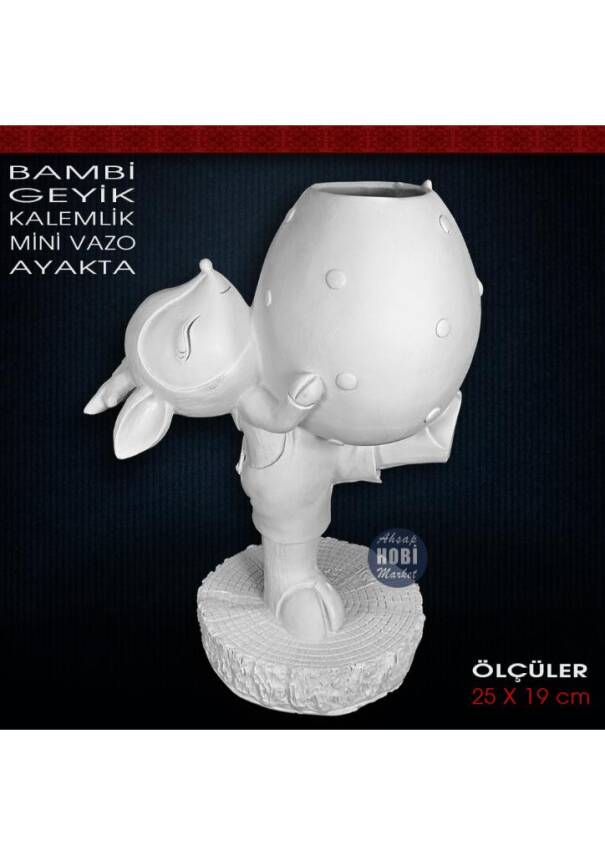 Bambi Geyik Kalemlik Vazo Ayakta (25x19 cm) Ham Polyester - 1