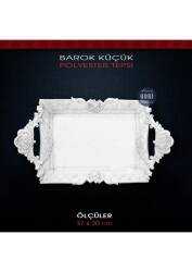Barok Küçük Tepsi 37x20 cm Ham Polyester - Tual Hobi Sanat