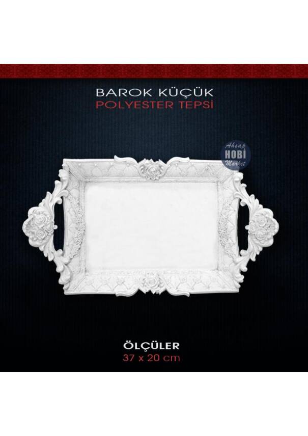 Barok Küçük Tepsi 37x20 cm Ham Polyester - 1