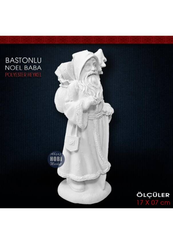 Bastonlu Noel Baba Biblo (17x7 cm) Ham Polyester - 2