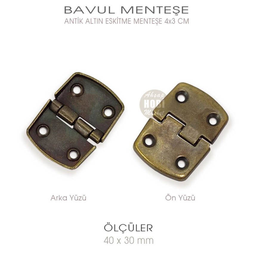 Bavul Menteşe Antik Altın (40x30 mm) - 1