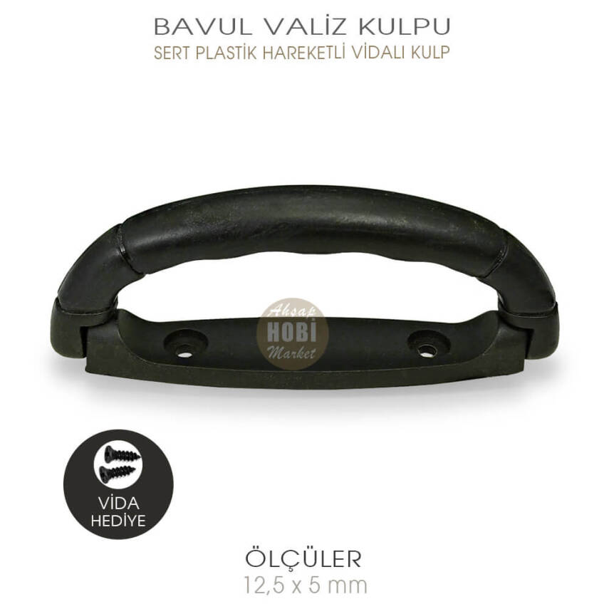 Bavul Valiz Bond Çanta Kulpu (125x50 mm) Siyah Sert Plastik - 1