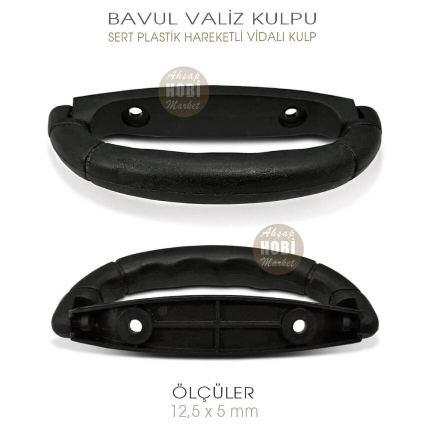 Bavul Valiz Bond Çanta Kulpu (125x50 mm) Siyah Sert Plastik - 2