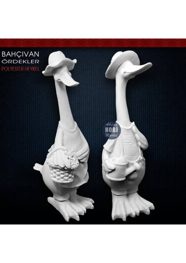 Bay Bahçıvan Ördek Heykeli (30x13 cm) Ham Polyester - 1