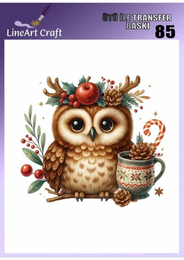 Baykuş Desenli Kumaş Transfer Kağıdı LNT-K085 (20x20 cm) - 1
