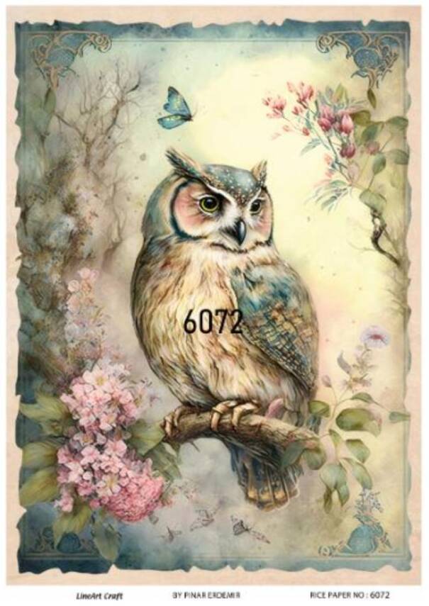 Baykuş ve Çiçek Desenli Pirinç Dekopaj Model : 6072 - 1
