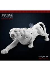 Benekli Panter Biblo Heykeli (30x10 cm) Ham Polyester - Tual Hobi Sanat (1)