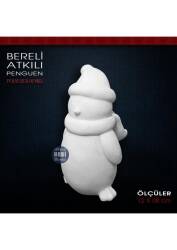 Bereli Atkılı Penguen Biblo (12x8 cm) Ham Polyester - Tual Hobi Sanat