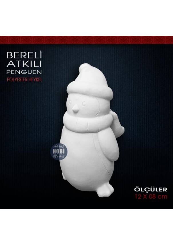 Bereli Atkılı Penguen Biblo (12x8 cm) Ham Polyester - 1