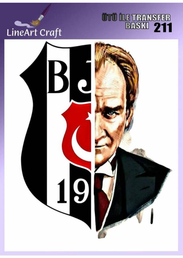Beşiktaş Atatürk Desenli Kumaş Transfer Kağıdı LNT-K211 (20x20 cm) - 1