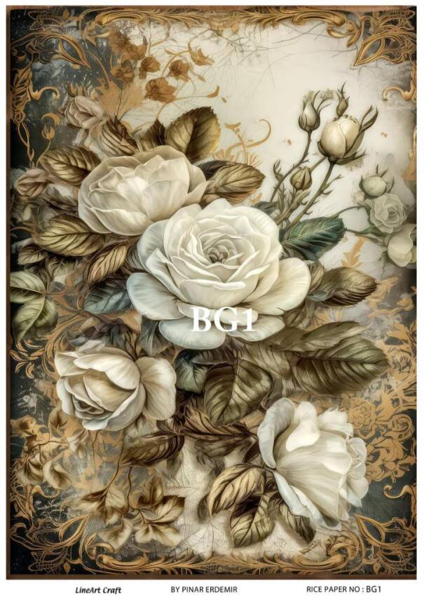 Beyaz Gül Desenli Pirinç Dekopaj Model : BG01 - 1