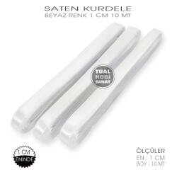 Beyaz Renk Saten Kurdele (Genişlik 1 cm) 10 Metre - Tual Hobi Sanat