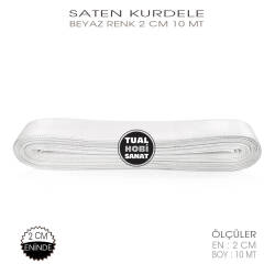 Beyaz Renkli Saten Kurdele (Genişlik 2 cm) 10 Metre - Tual Hobi Sanat (1)