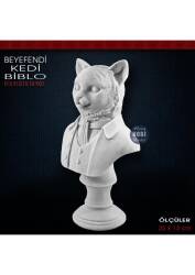 Beyefendi Kedi Biblo Heykeli (25x13 cm) Ham Polyester - Tual Hobi Sanat (1)