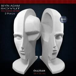 Beyin Adam Kafası Soyut Heykel (33x23cm) Ham Polyester - Tual Hobi Sanat (1)