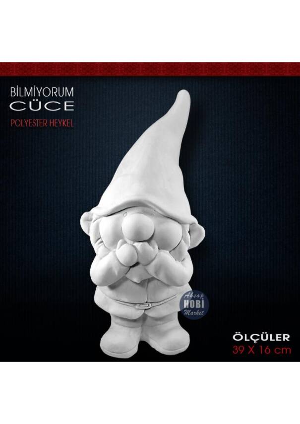 Bilmiyorum Cüce Heykeli (39x16 cm) Ham Polyester - 1