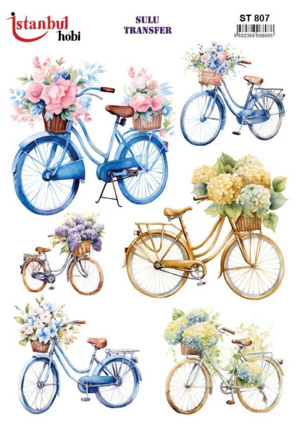 Bisiklet Desenli Sulu Transfer Kağıdı STI 807 - 1
