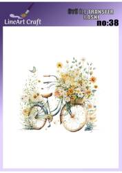 Bisiklet ve Çiçek Desenli Kumaş Transfer Kağıdı LNT-K038 (20x20 cm) - Line Art