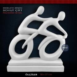 Bisiklete Binen Soyut Çift Heykeli (30x27cm) Ham Polyester - Tual Hobi Sanat