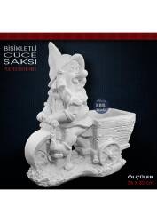 Bisikletli Cüce Saksı (36x32 cm) Ham Polyester - Tual Hobi Sanat (1)