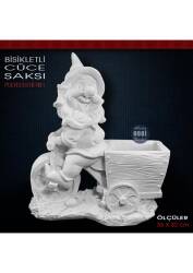 Bisikletli Cüce Saksı (36x32 cm) Ham Polyester - Tual Hobi Sanat