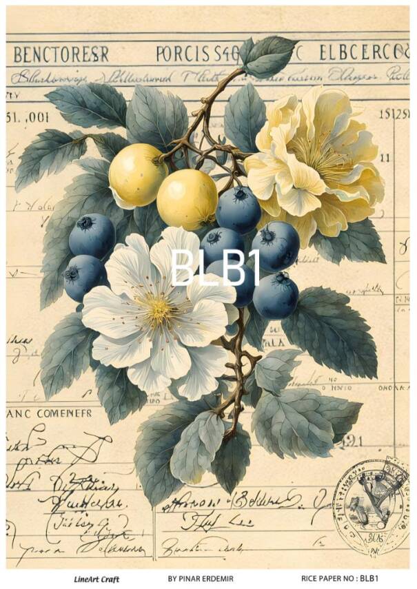 Blue Berry Desenli Pirinç Dekopaj Model : BLB01 - 1
