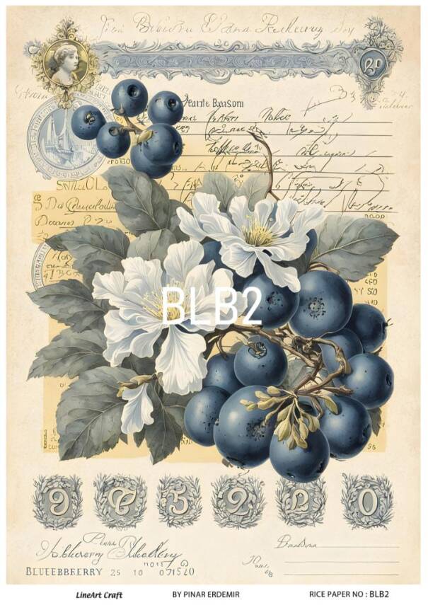 Blue Berry Desenli Pirinç Dekopaj Model : BLB02 - 1