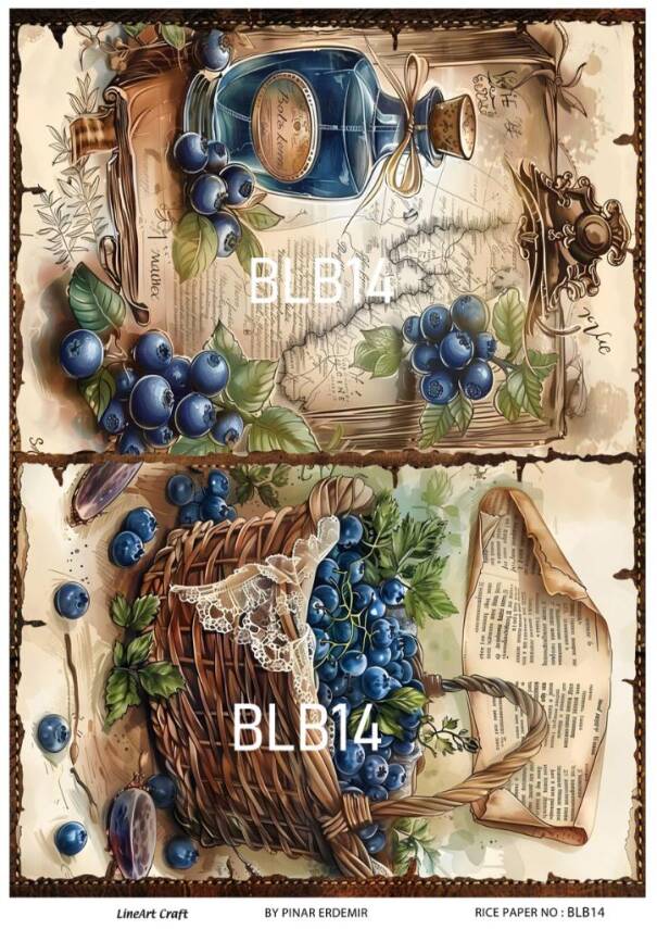 Blue Berry Desenli Pirinç Dekopaj Model : BLB14 - 1
