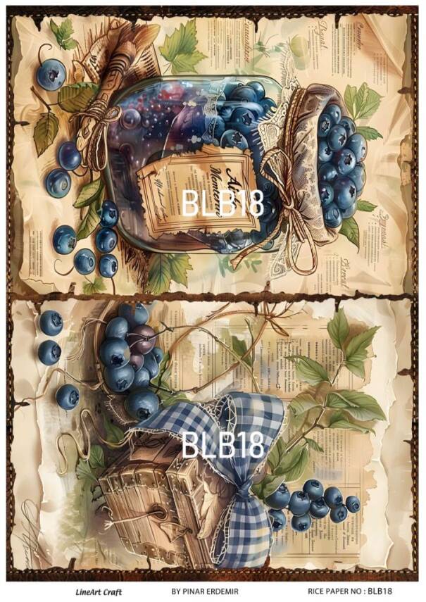 Blue Berry Desenli Pirinç Dekopaj Model : BLB18 - 1