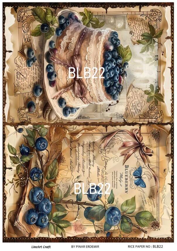 Blue Berry Desenli Pirinç Dekopaj Model : BLB22 - 1