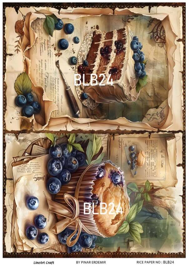 Blue Berry Desenli Pirinç Dekopaj Model : BLB24 - 1