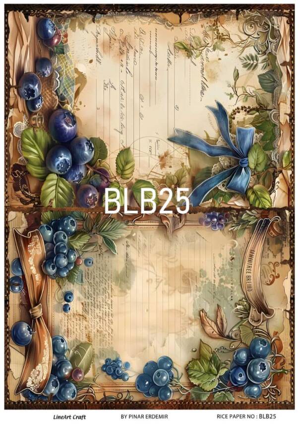 Blue Berry Desenli Pirinç Dekopaj Model : BLB25 - 1