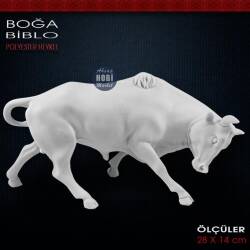 Boğa Biblo Heykeli (28x14 cm) Ham Polyester - Tual Hobi Sanat