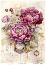 Bordo Çiçek Desenli Pirinç Dekopaj Model : BORDO 04 - Line Art