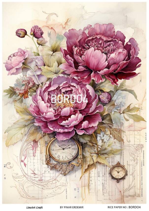 Bordo Çiçek Desenli Pirinç Dekopaj Model : BORDO 04 - 1