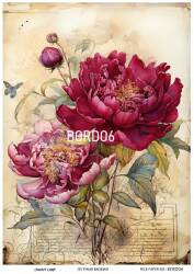 Bordo Çiçek Desenli Pirinç Dekopaj Model : BORDO 06 - Line Art