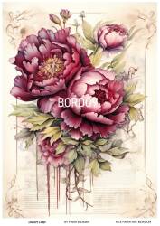 Bordo Çiçek Desenli Pirinç Dekopaj Model : BORDO 09 - Line Art