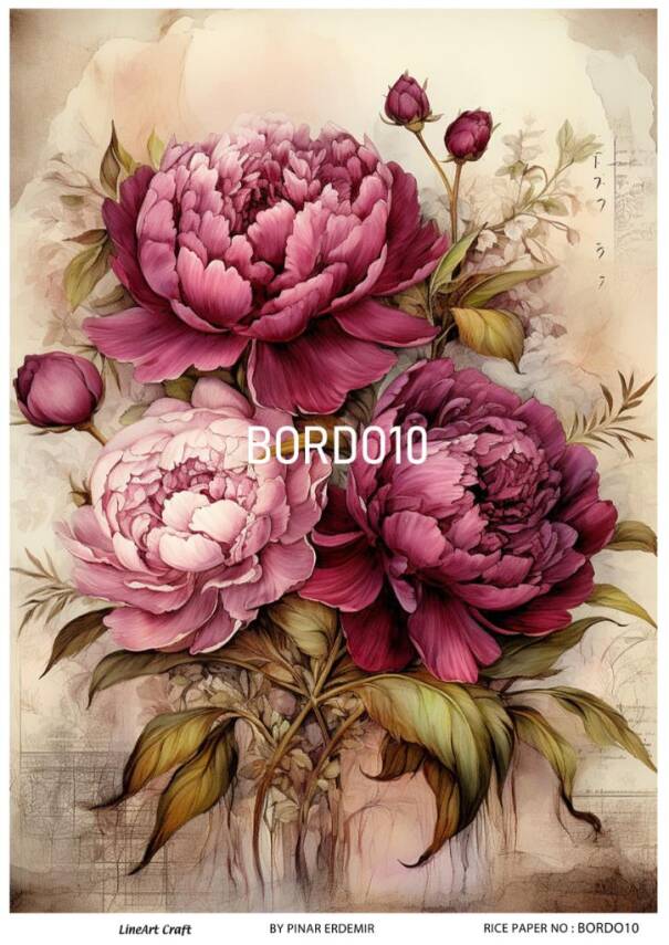 Bordo Çiçek Desenli Pirinç Dekopaj Model : BORDO 10 - 1