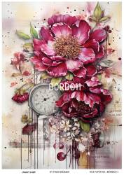 Bordo Çiçek Desenli Pirinç Dekopaj Model : BORDO 11 - Line Art