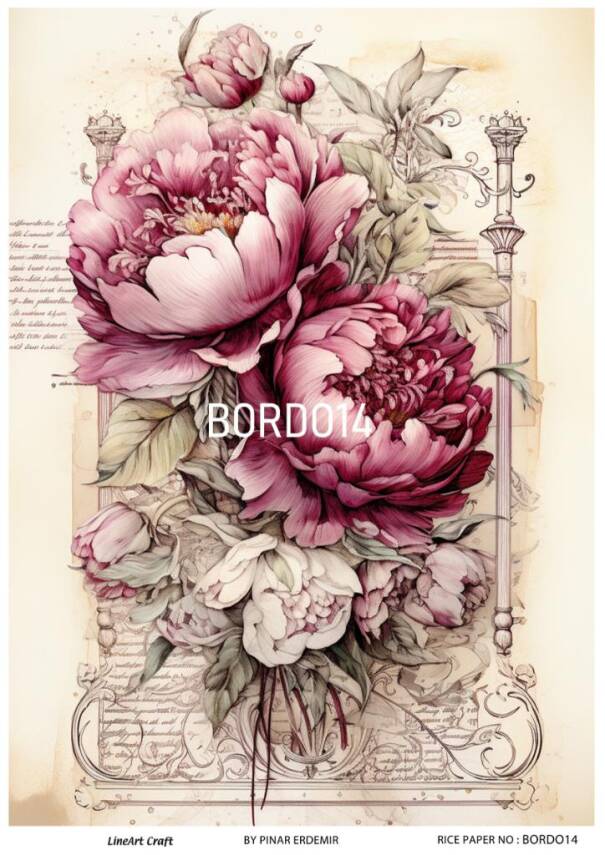 Bordo Çiçek Desenli Pirinç Dekopaj Model : BORDO 14 - 1