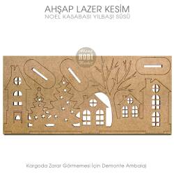 Boyutlu Yılbaşı Kasabası Dekor (24x11 cm) Ahşap Lazer Kesim - Tual Hobi Craft İst (1)